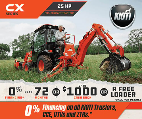 0% financing for up to 72 months OR up to $1,000 cash back OR a free loader!